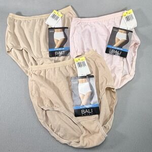 Bali Full Cut Fit Stretch Cotton Brief Womens Sz 6 Panties 2Brown 1Pink 2324 VTG